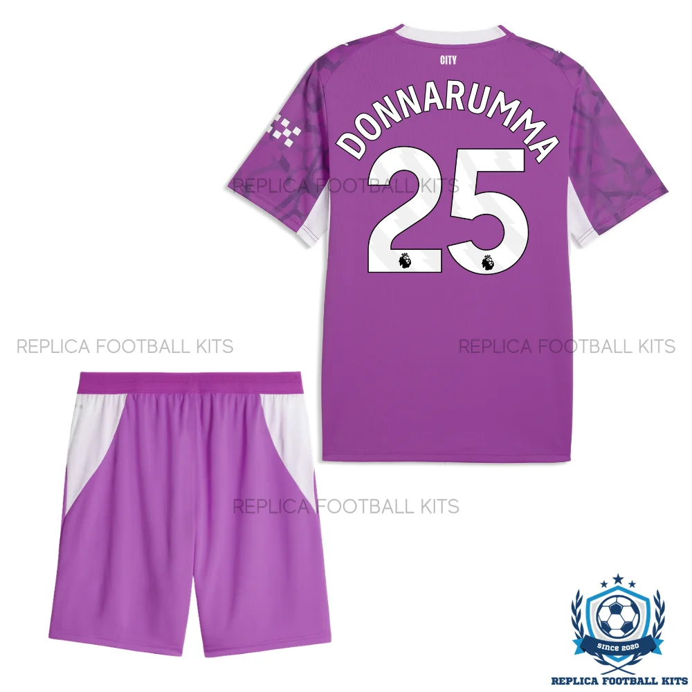 Manchester City DONNARUMMA 25 Pink Goalkeeper Kid Replica Football Kit 2026/27 - back view