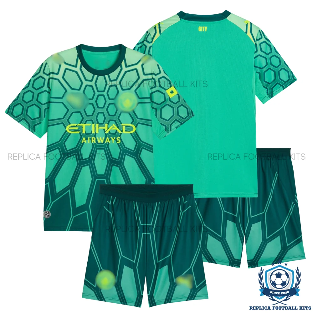 Manchester City Green Goalkeeper Kid Replica Football Kit 2026/27 - overview