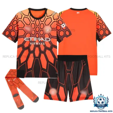 Manchester City Orange Goalkeeper Kid Replica Football Kit 2026/27 - overview with socks