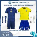 Scotland and Brazil World Cup 2026 Full Kit Gift Set - Home Kids Football Kits (With Socks)