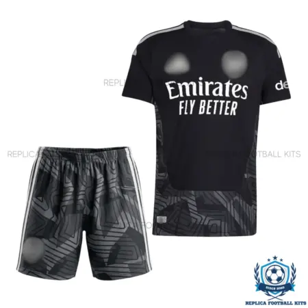 Arsn@l Black Goalkeeper Kid Replica Football Kit 2026/27 - front view