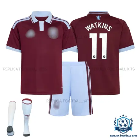Aston Villa WATKINS 11 Home Kid Replica Football Kit 2026/27 - overview