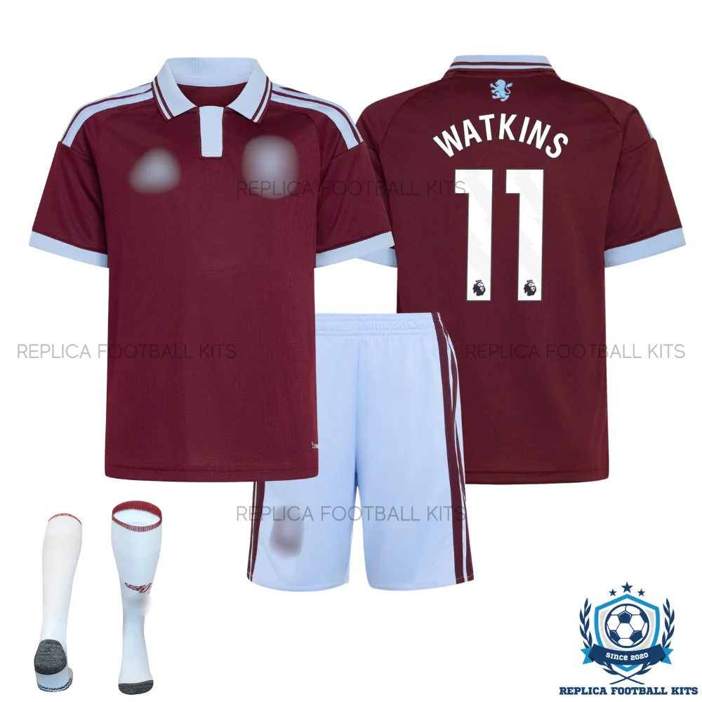 Aston Villa WATKINS 11 Home Kid Replica Football Kit 2026/27 - overview