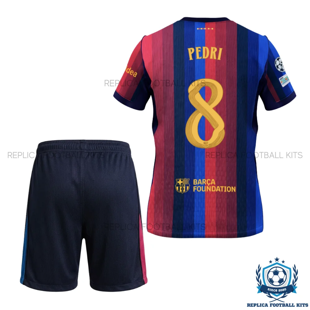 Barcelona PEDRI 8 Home Kid Replica Football Kit 2026/27 - back view
