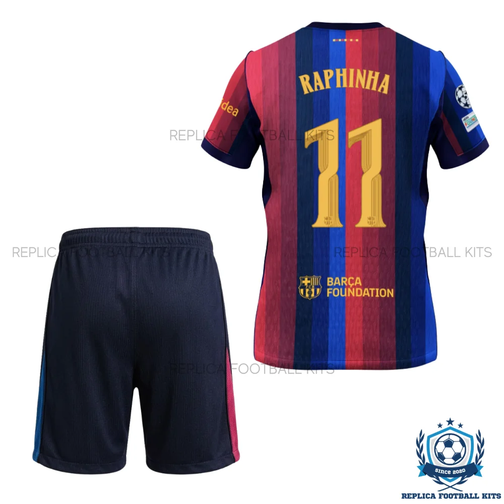 Barcelona RAPHINHA 11 Home Kid Replica Football Kit 2026/27 - back view