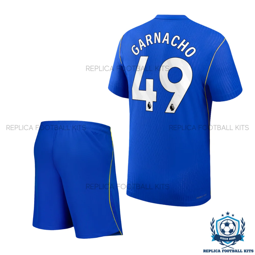 Chelsea GARNACHO 49 Home Kid Replica Football Kit 2026/27 - back view