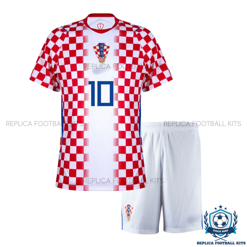 Croatia World Cup 2026 MODRIĆ 10 Home Kid Replica Football Kit - front view