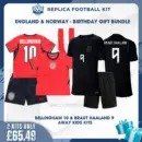 England and Norway World Cup 2026 BELLINGHAM 10 and BRAUT HAALAND 9 Full Kit Gift Set - Away Kids Football Kits
