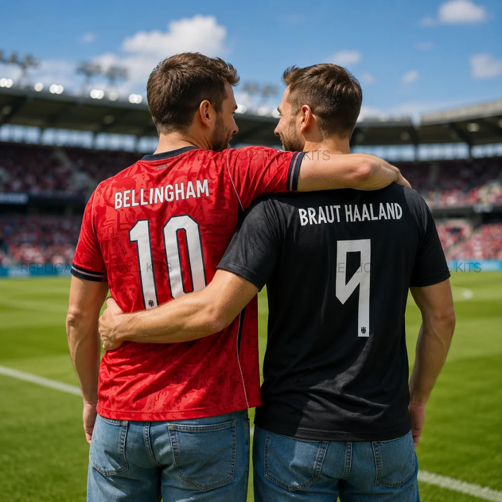 England and Norway World Cup 2026 BELLINGHAM 10 and BRAUT HAALAND 9 Full Shirt Gift Set - Away Men Football Shirts - gen