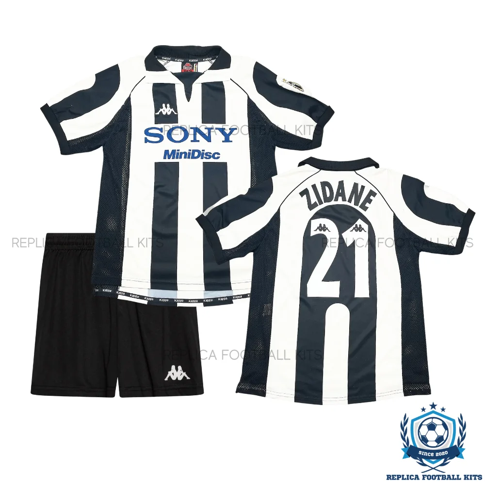 Retro Juventus ZIDANE 21 Home Kid Replica Football Kit 1997/98 - overview