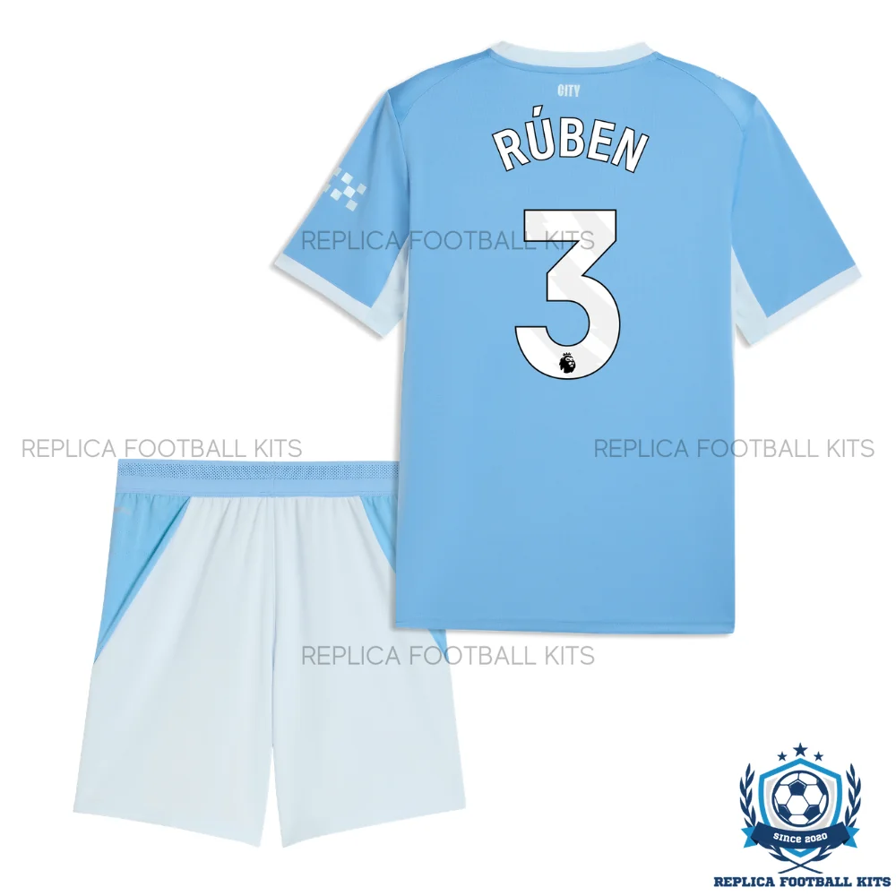 Manchester City RÚBEN 3 Home Kid Replica Football Kit 2026/27 - back view