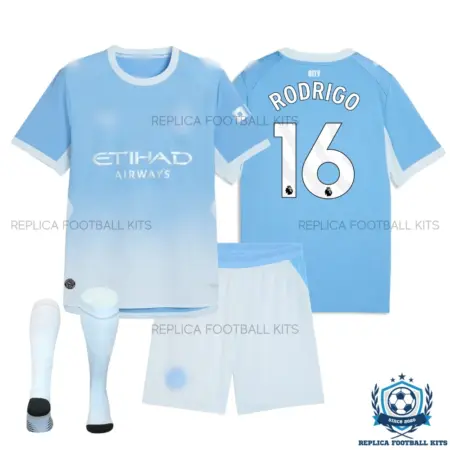 Manchester City RODRIGO 16 Home Kid Replica Football Kit 2026/27 - overview with socks