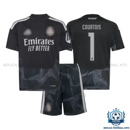 Real Madrid COURTOIS 1 Goalkeeper Kid Replica Football Kit 2026/27 - overview