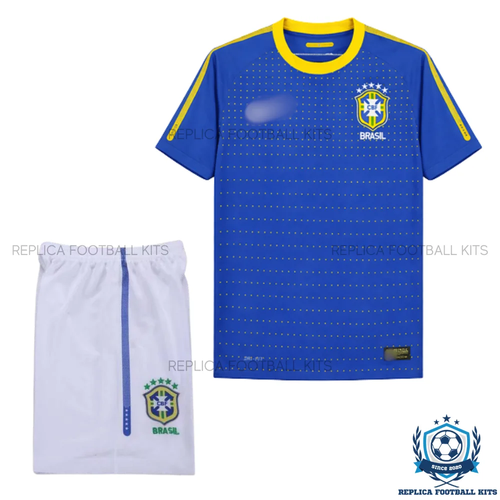 Retro Brazil Away Kid Replica Football Kit 2010 - front view