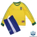 Retro Brazil Home Kid Replica Football Kit 1998 Long Sleeve - front view