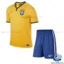 Retro Brazil Home Kid Replica Football Kit 2014 - front view