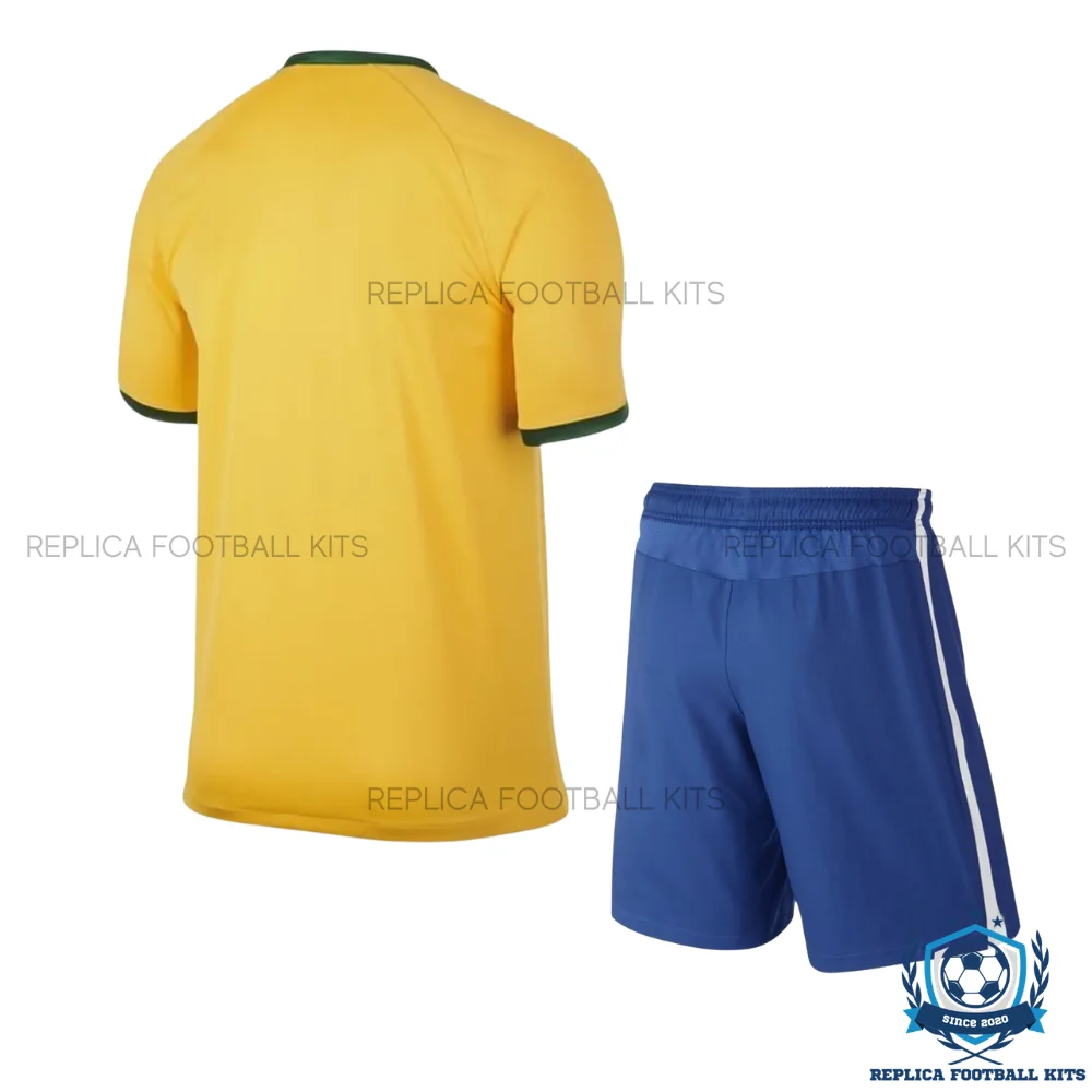 Retro Brazil Home Kid Replica Football Kit 2014 - back view