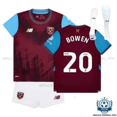 West Ham BOWEN 20 Home Kid Replica Football Kit 2026/27 - overview with socks