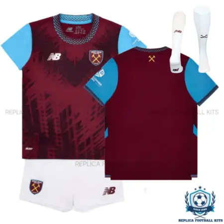 West Ham Home Kid Replica Football Kit 2026/27 - overview with socks