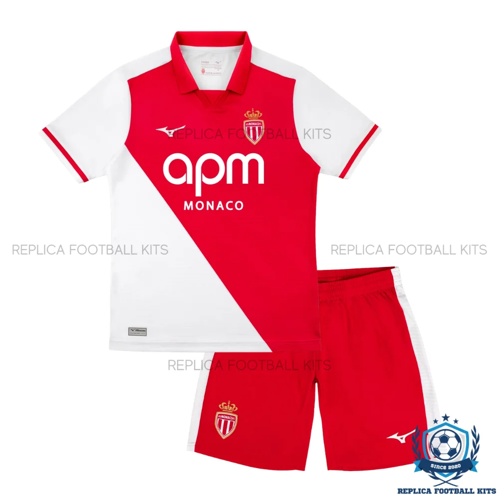 AS Monaco Home Kid Replica Football Kit 2026/27 - front view