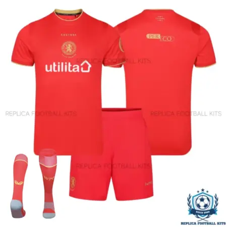 Middlesbrough Home Kid Replica Football Kit 2026/27 - overview with socks