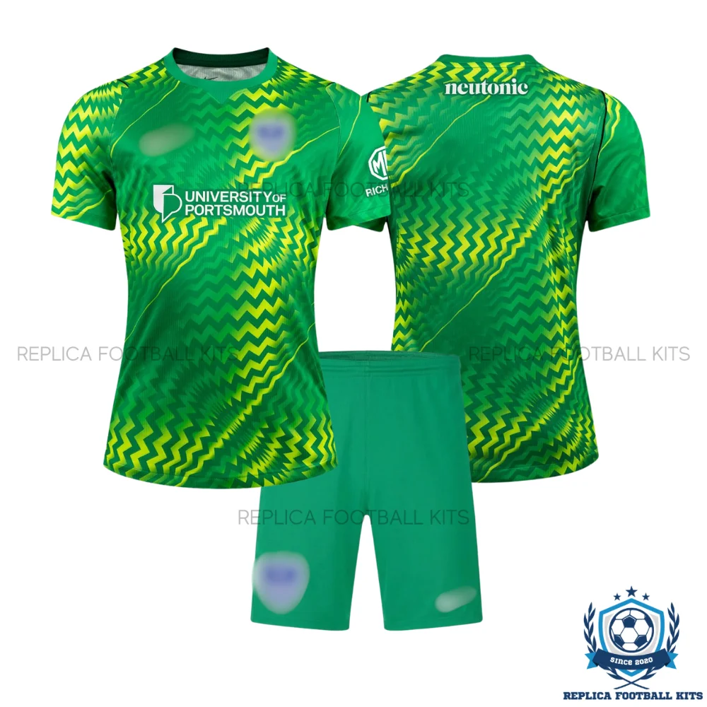 Portsmouth Green Goalkeeper Kid Replica Football Kit 2026/27 - overview