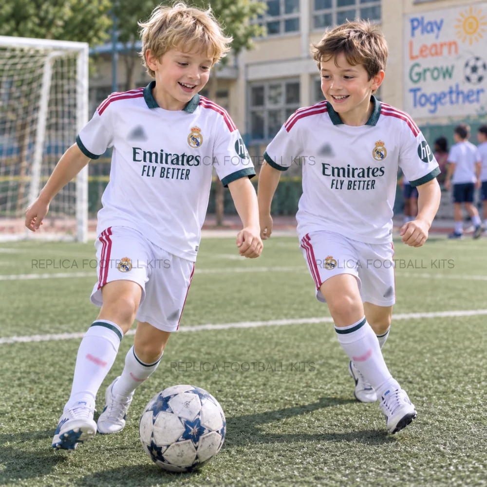 Real Madrid 2026/27 Full Kit Gift Set - Home Kids Football Kits (With Socks) - gen pic