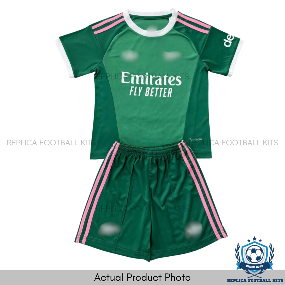 Arsn@l Green Goalkeeper Kid Replica Football Kit 2026/27 - actual front view
