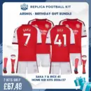Arsn@l SAKA 7 & RICE 41 2026/27 Full Kit Gift Set - Home Kid Replica Football Kits (With Socks) - overview