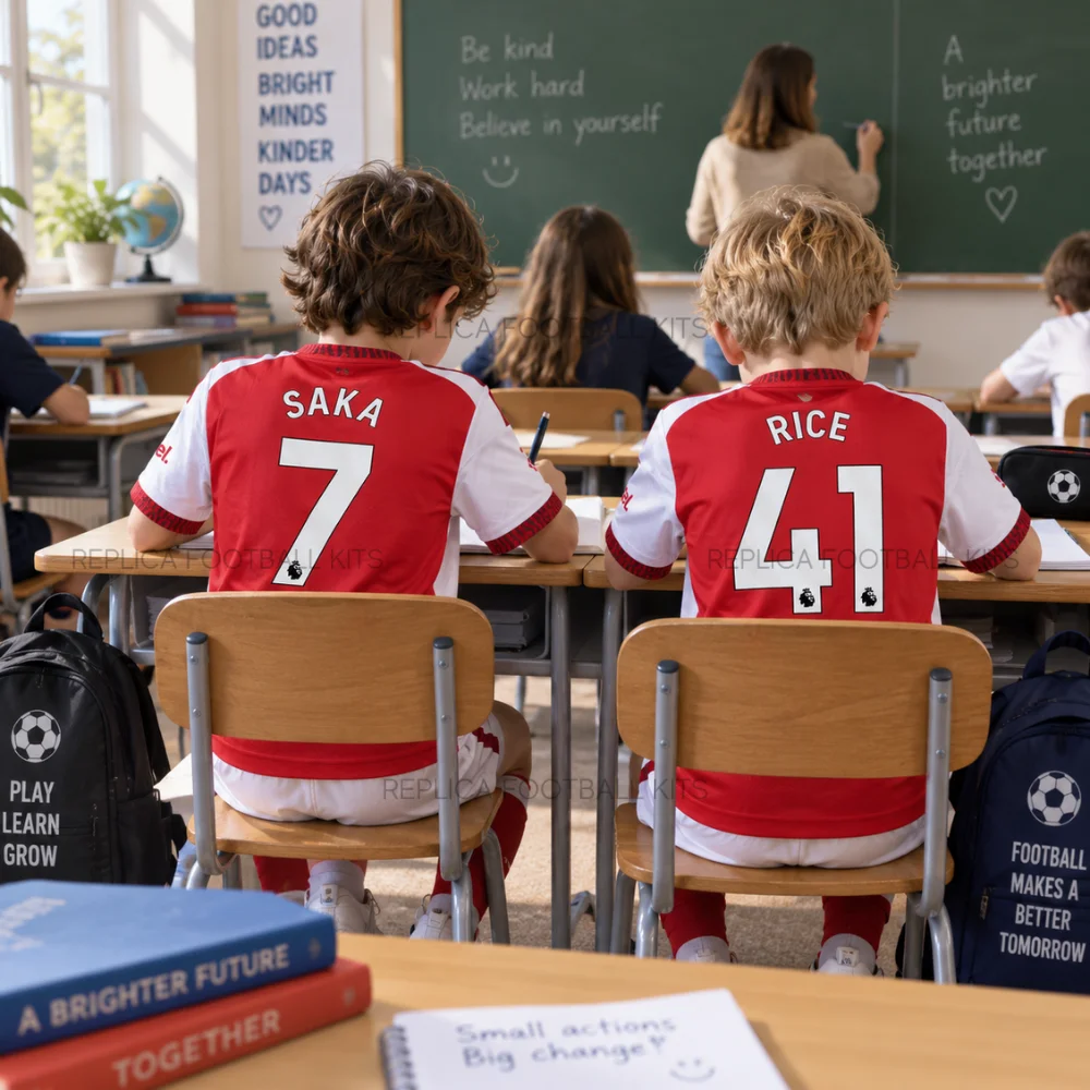 Arsn@l SAKA 7 & RICE 41 2026/27 Full Kit Gift Set - Home Kid Replica Football Kits (With Socks) - gen pic