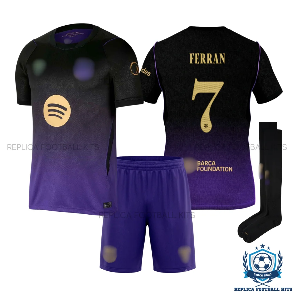 Barcelona FERRAN 7 Away Kid Replica Football Kit 2026/27 - overview
