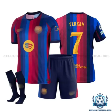 Barcelona FERRAN 7 Home Kid Replica Football Kit 2026/27 - overview