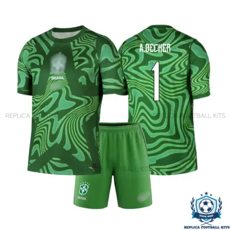 Brazil World Cup 2026 A.BECKER 1 Green Goalkeeper Kid Replica Football Kit - overview
