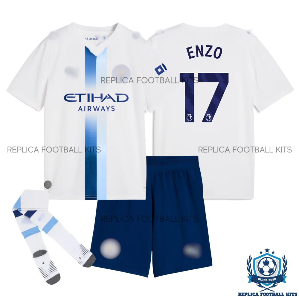 Manchester City ENZO 17 Third Kid Replica Football Kit 2026/27 - overview with socks
