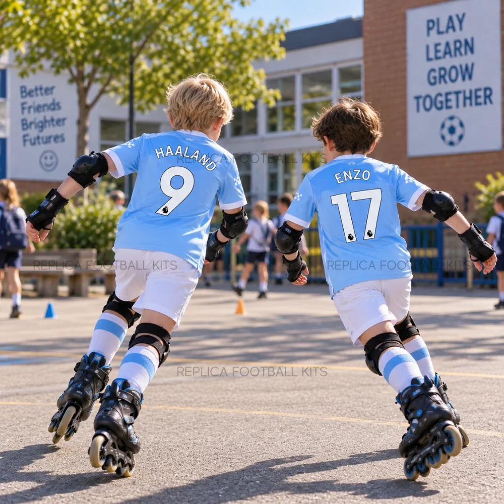 Manchester City HAALAND 9 & ENZO 17 2026/27 Full Kit Gift Set - Home Kid Replica Football Kits - gen pic