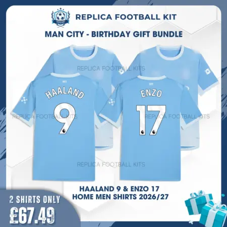 Manchester City HAALAND 9 & ENZO 17 2026/27 Full Shirt Gift Set - Home Men Replica Football Shirts - overview
