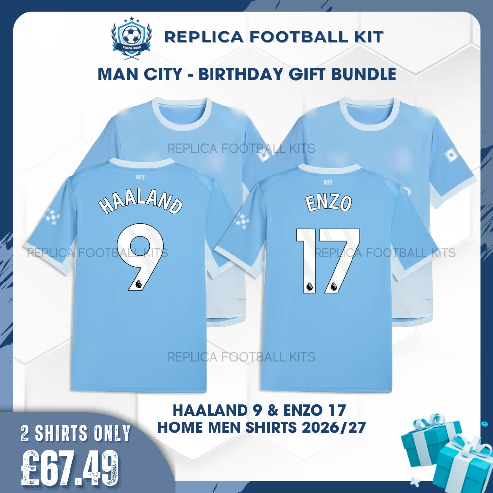 Manchester City HAALAND 9 & ENZO 17 2026/27 Full Shirt Gift Set - Home Men Replica Football Shirts - overview