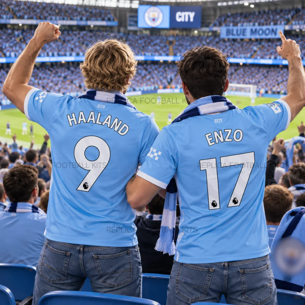 Manchester City HAALAND 9 & ENZO 17 2026/27 Full Shirt Gift Set - Home Men Replica Football Shirts - overview genpic