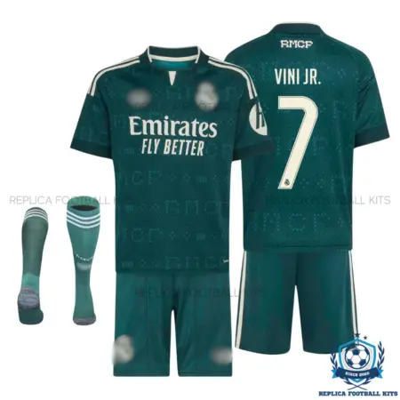 Real Madrid VINI JR. 7 Away Kid Replica Football Kit 2026/27 - overview