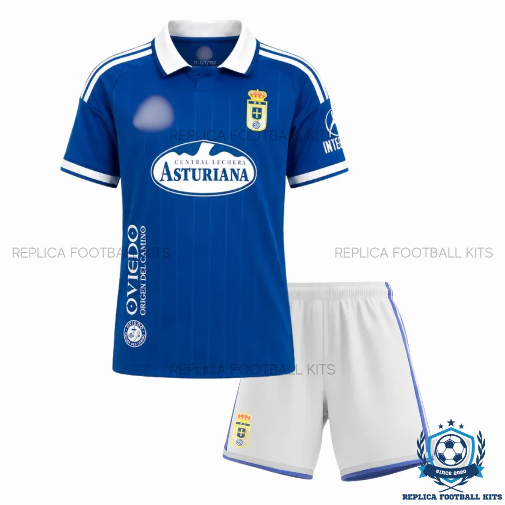 Real Oviedo Home Kid Replica Football Kit 2026/27 - front view