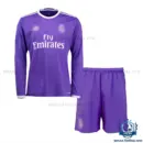 Retro Real Madrid Away Kids Replica Football Kit 2016/17 Long Sleeve - front view