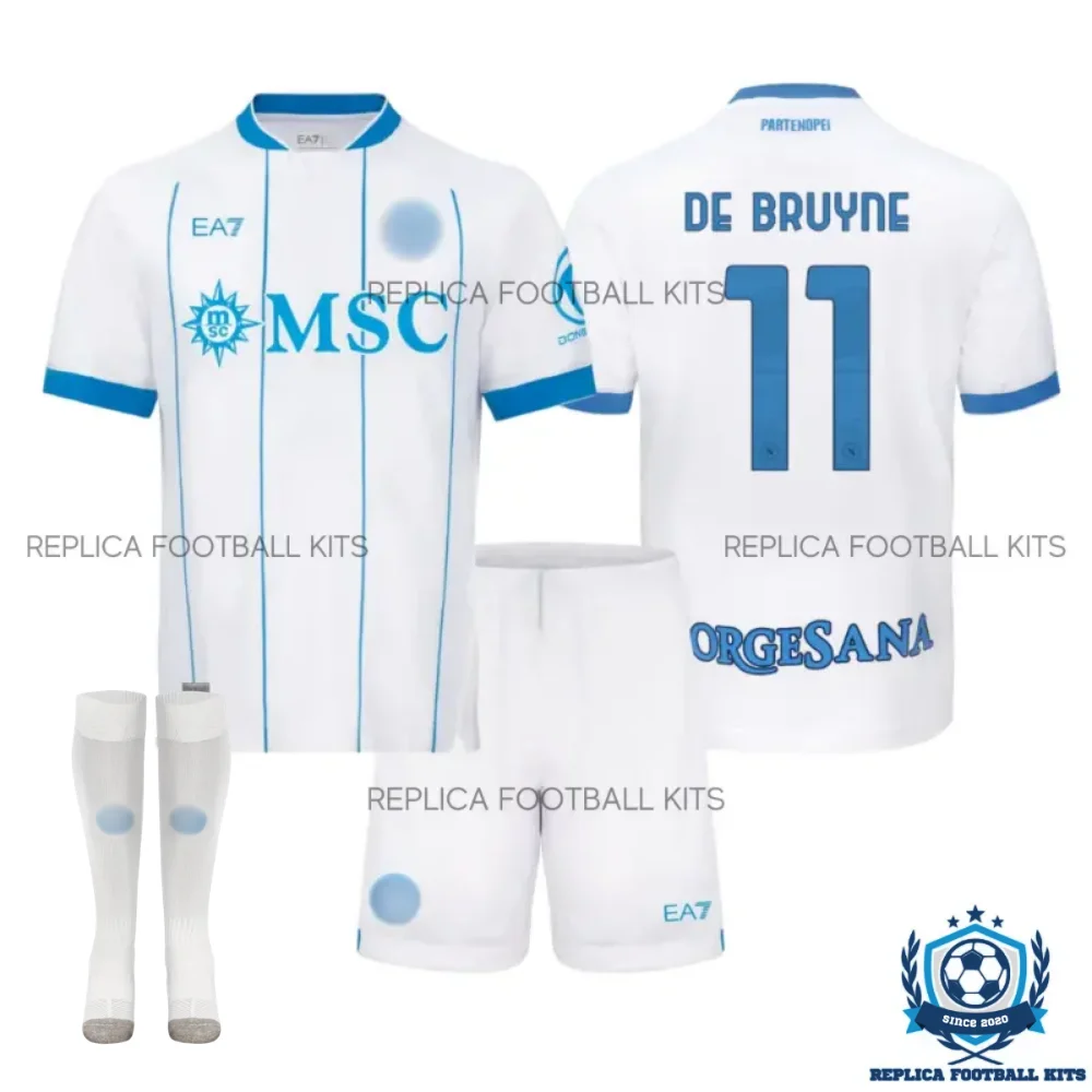 SSC Napoli DE BRUYNE 11 Away Kid Replica Football Kit 2026/27 - overview with socks