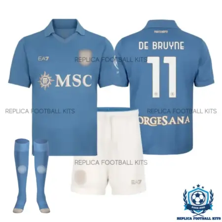 SSC Napoli DE BRUYNE 11 Home Kid Replica Football Kit 2026/27 - overview with socks