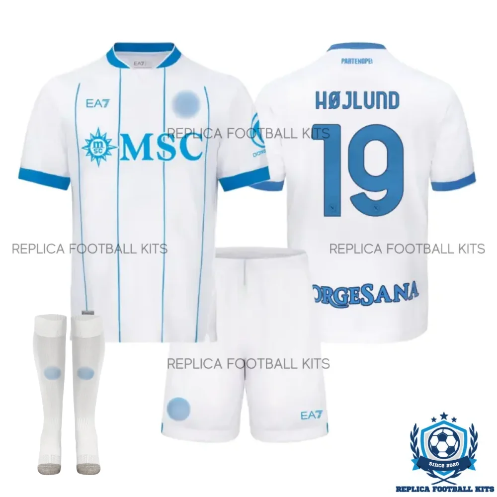 SSC Napoli HØJLUND 19 Away Kid Replica Football Kit 2026/27 - overview with socks