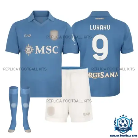 SSC Napoli LUKAKU 9 Home Kid Replica Football Kit 2026/27 - overview with socks