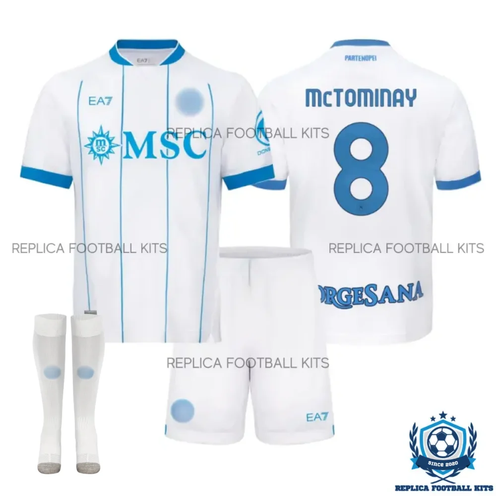SSC Napoli McTOMINAY 8 Away Kid Replica Football Kit 2026/27 - overview with socks