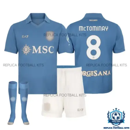 SSC Napoli McTOMINAY 8 Home Kid Replica Football Kit 2026/27 - overview with socks