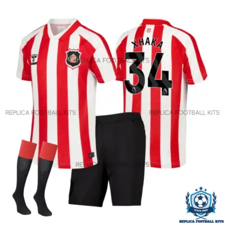 Sunderland XHAKA 34 Home Kid Replica Football Kit 2026/27 - overview with socks