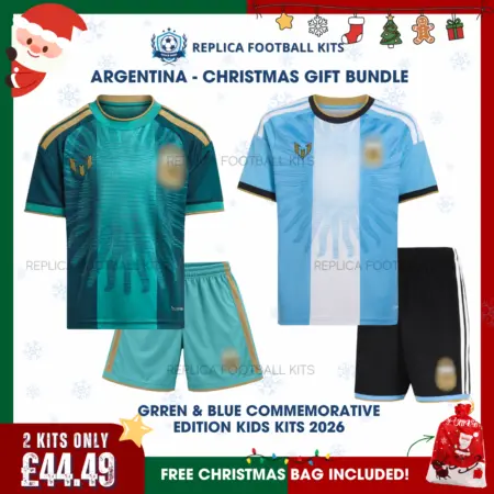 Argentina 2026 Full Kit Gift Set – Commemorative Home and Goalkeeper Kids Football Kits