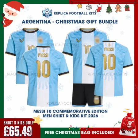 Argentina MESSI 10 2026 Full Kit Gift Set – Commemorative Edition Dad Shirt and Son Kit